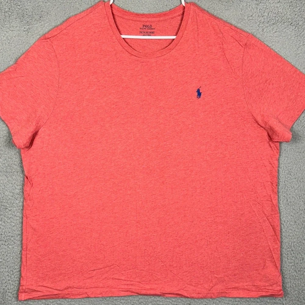 Polo Ralph Lauren T-Shirt Mens 2XL Salmon Pink Crewneck Short Sleeve Tee Pony